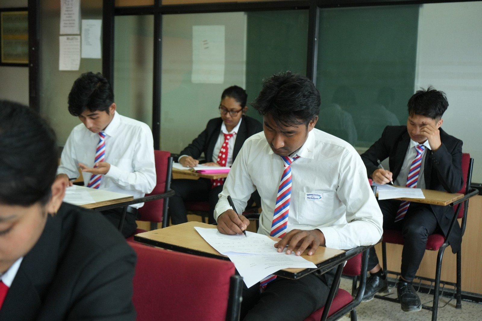 Students giving exams at Gateway Institute of Hotel Management.
